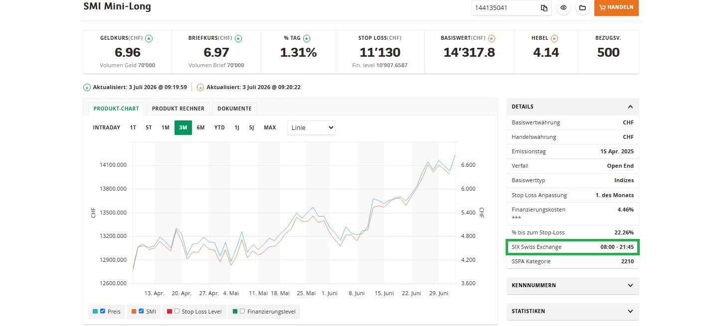 Screenshot product details page