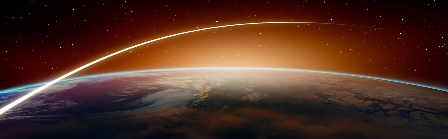 Night-time rocket launch from earth
